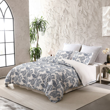 Textured Floral Cotton Comforter 5piece Set